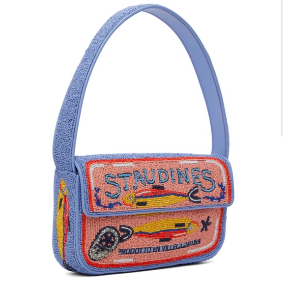 NWT Staud Tommy Mini Bag Beaded Staudines Pink Multicolored Colorful Sardines - Picture 2 of 4